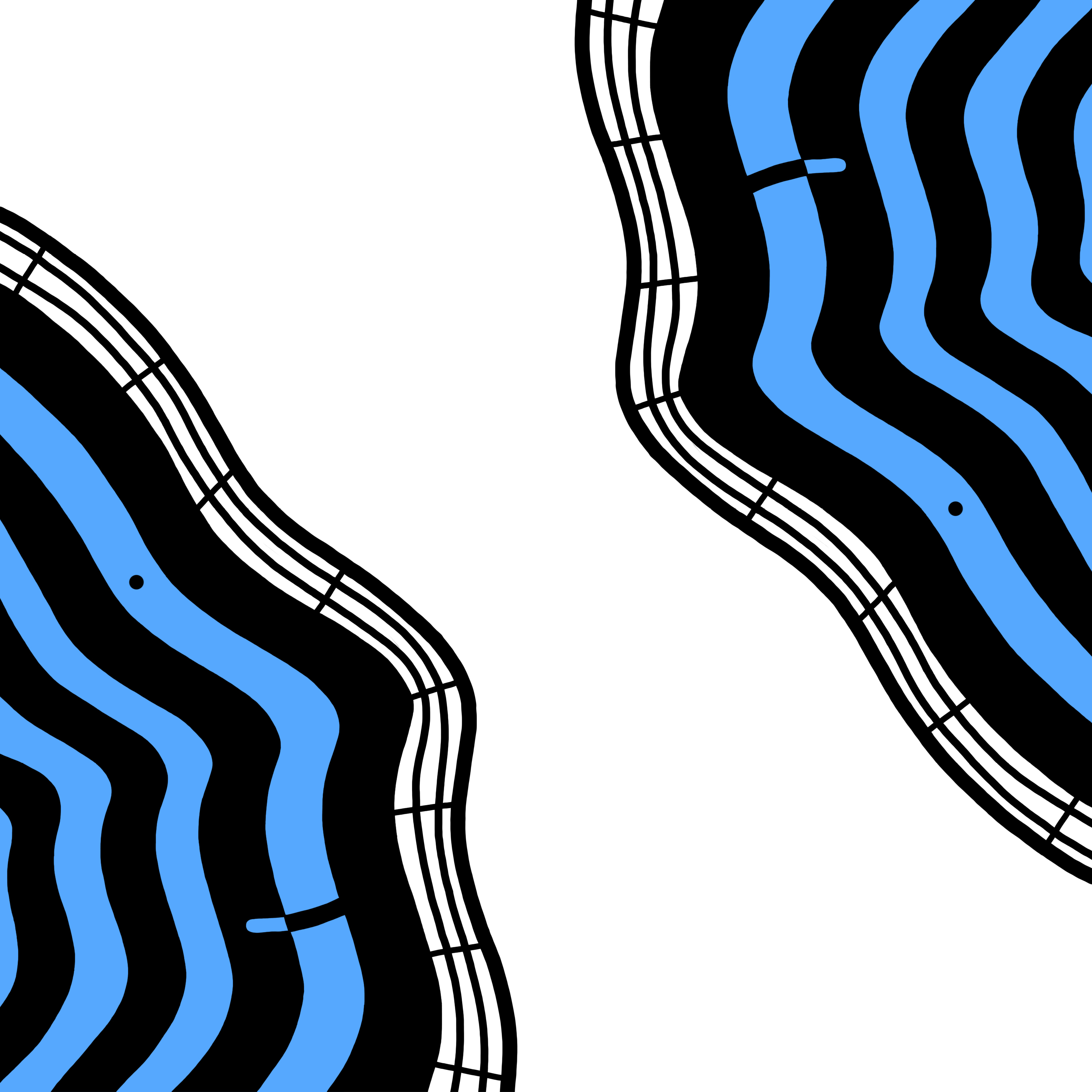 FOYERFUNK Logo in blau: Zwei Gesichter, die der Form des Foyers nachempfunden sind, schauen sich an.