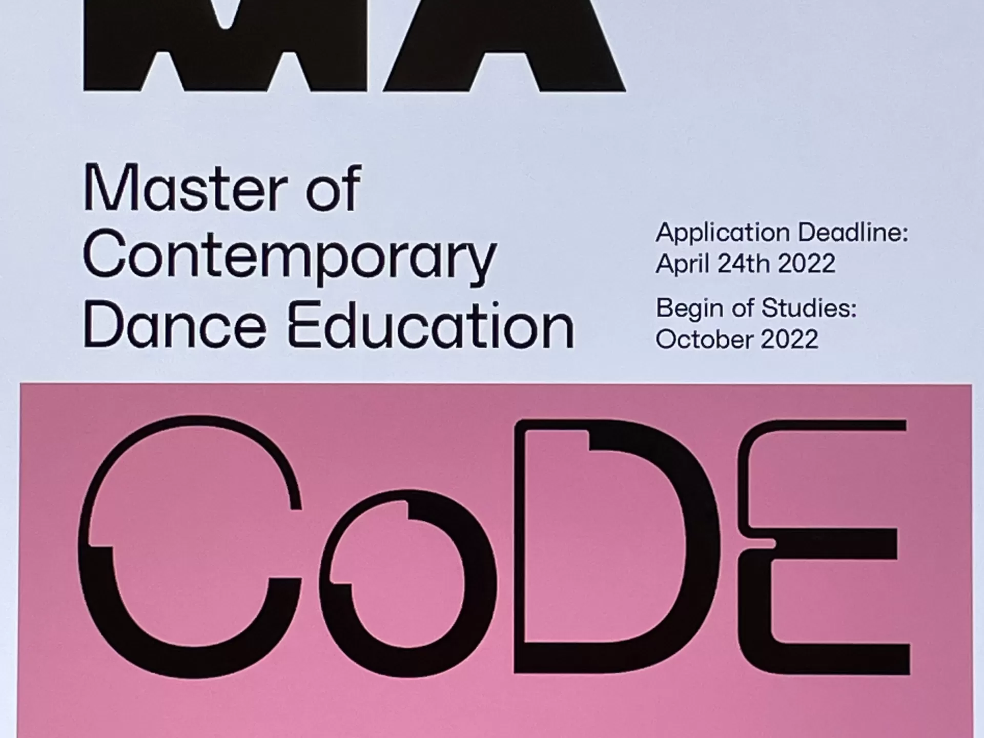 Application postcard MA CoDE