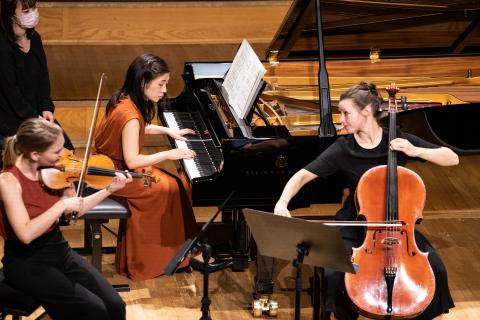 Kammermusik-Trio im Konzert: Geige, Klavier, Violoncello