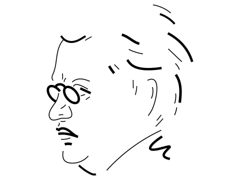 Schwarz-weiße Illustration des Komponisten Max Reger