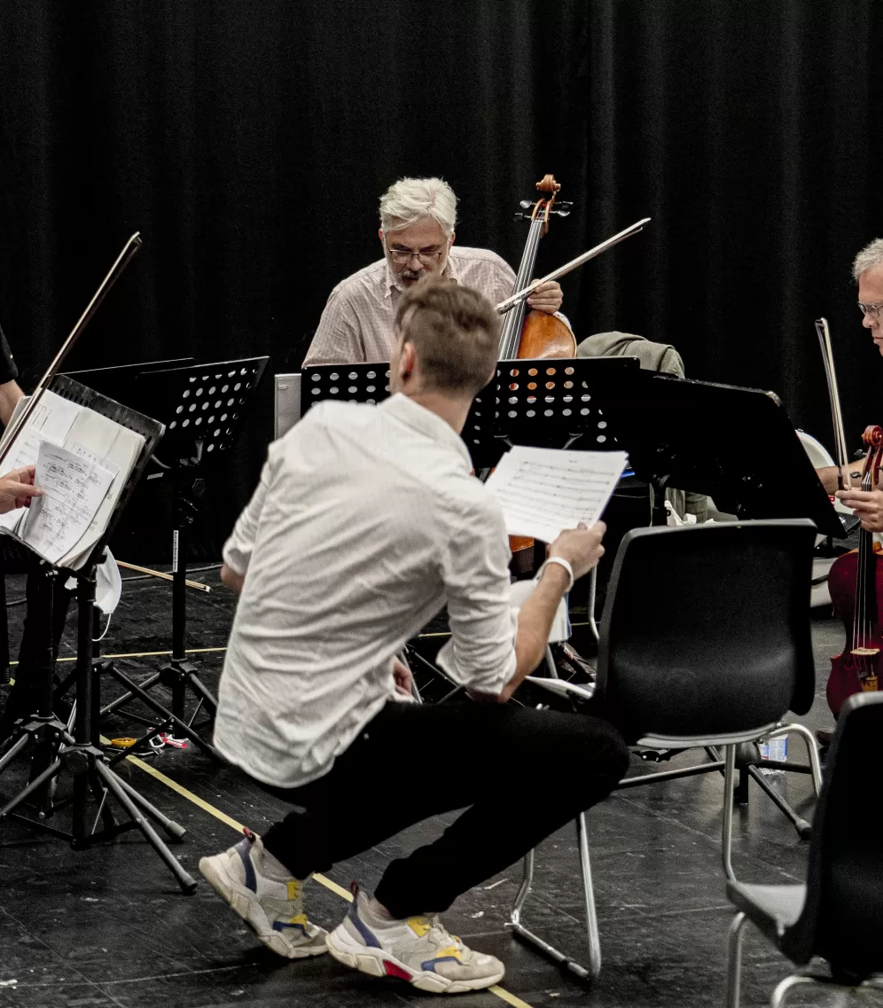 Arditti Quartett im Austausch mit einem Studenten