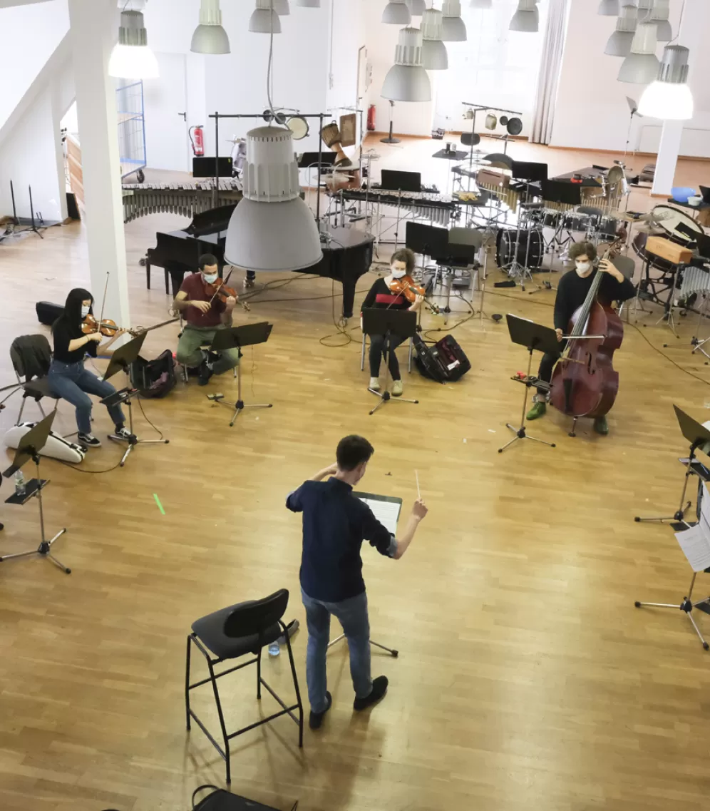 Probe des IEMA-Ensembles 2021 im Dachsaal in der Schwedlerstraße