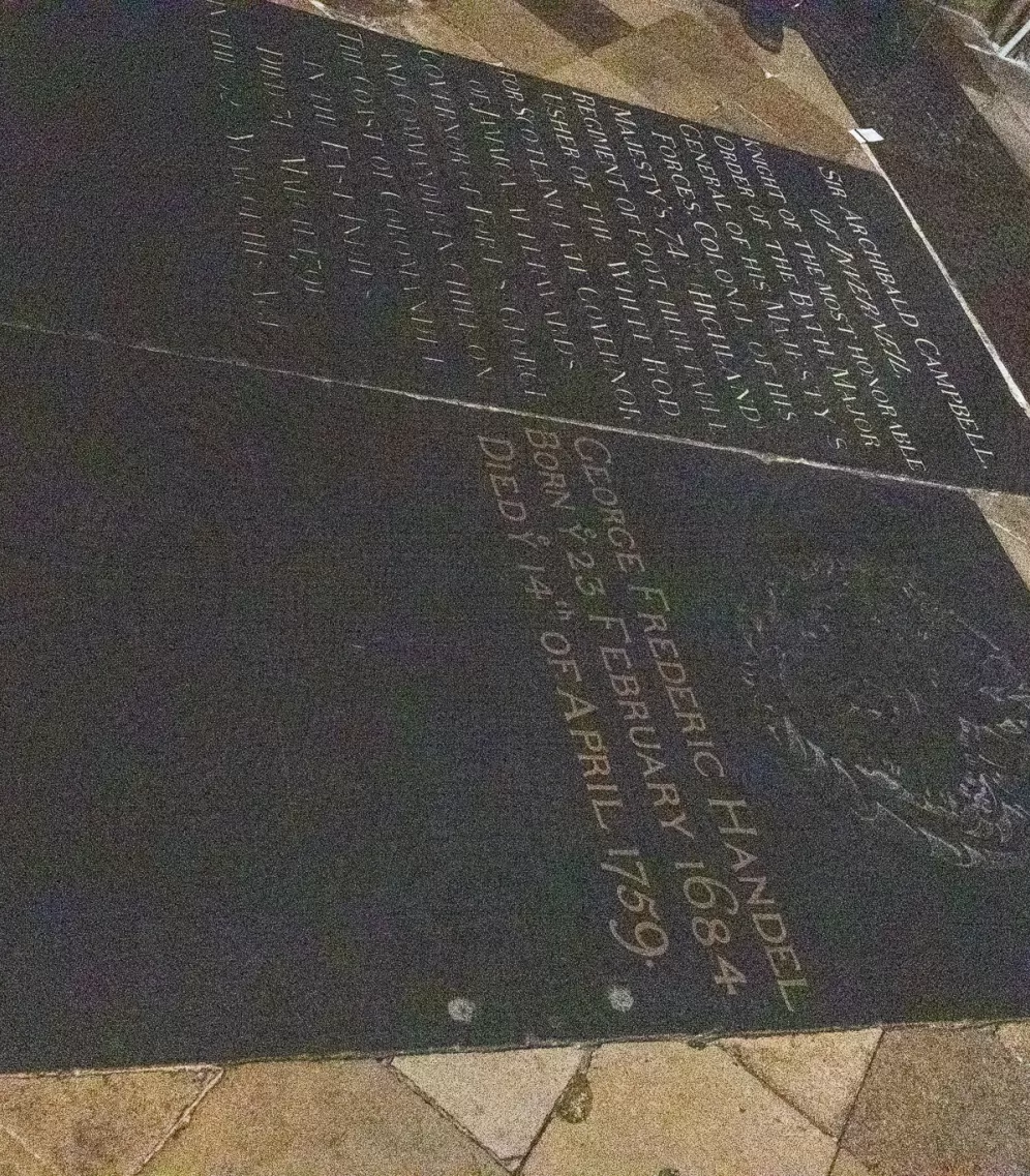 Grabplatte Händels in Westminster Abbey