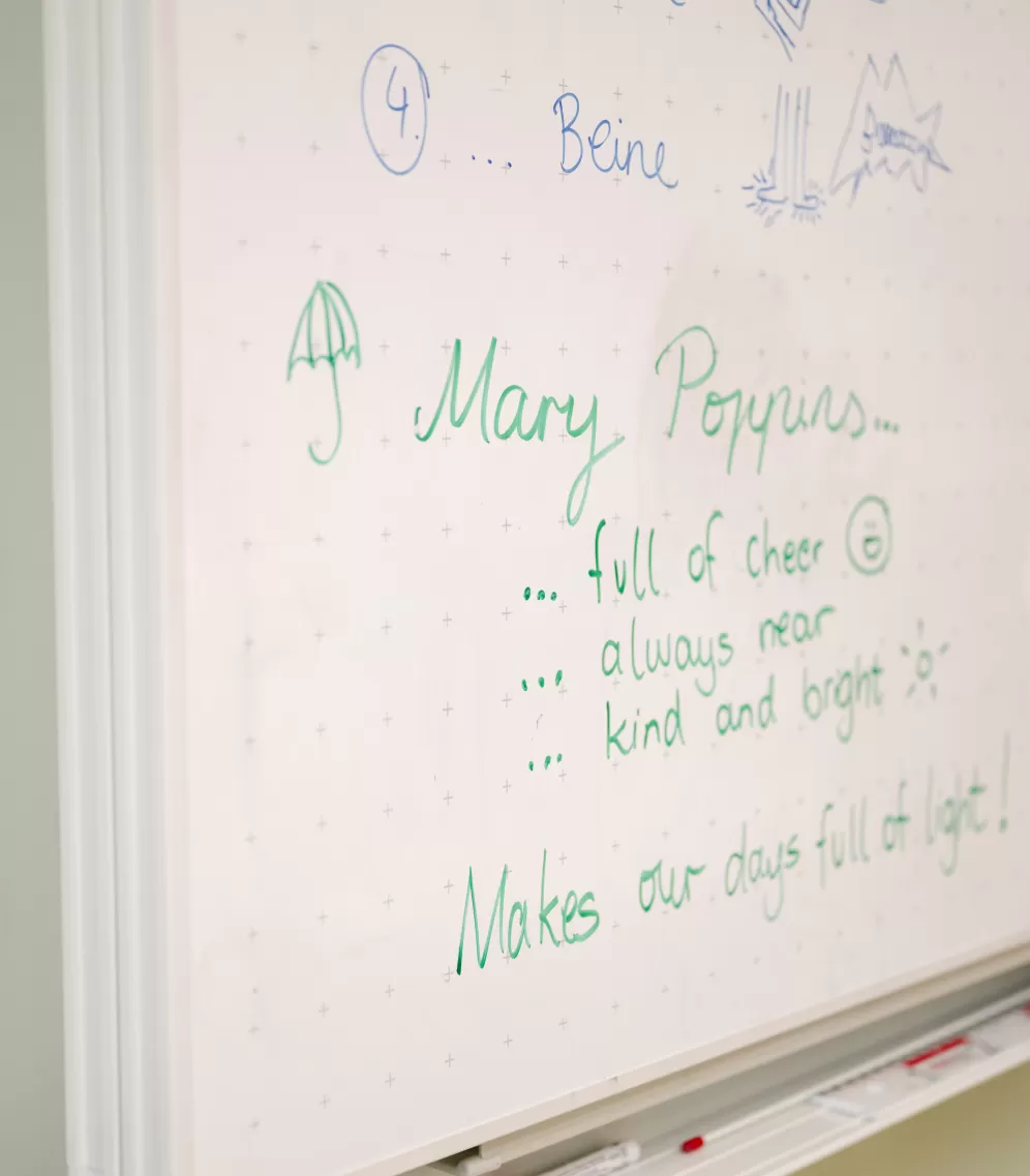 Mary Poppins Text an der Tafel