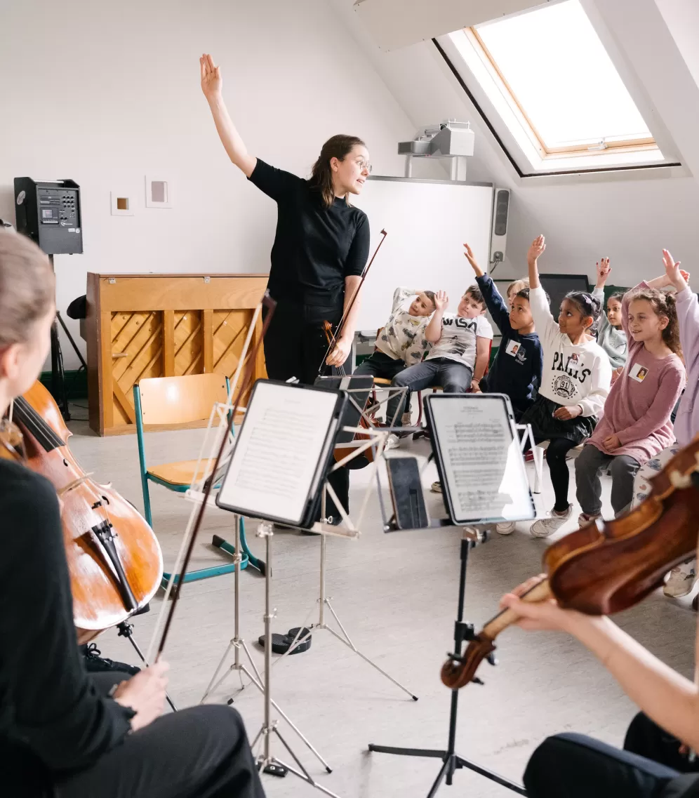 Ein Streichquartett im Klassenzimmer