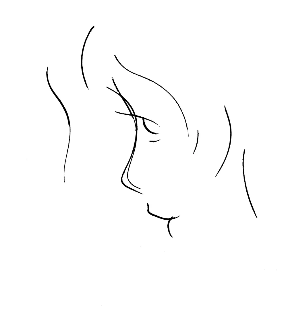 Angedeutete Illustration eines Gesichts im Profil