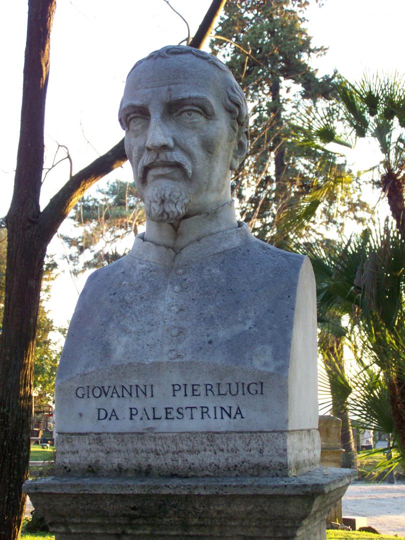 Büste von Giovanni Pierluigi da Palestrina aus Stein.
