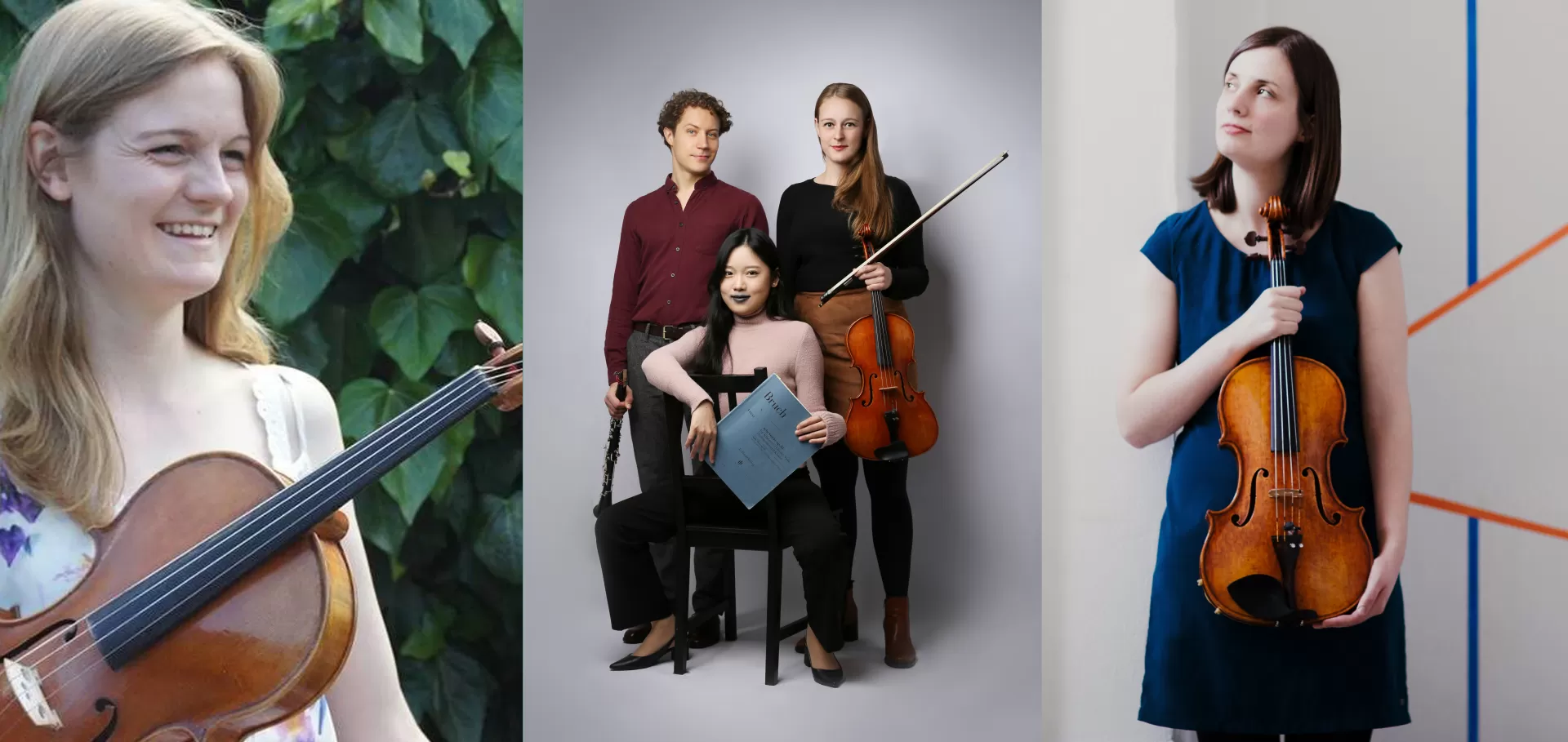 Collage mit Bildern von Caroline Norman, Trio „Opus Trium“ und Sophia Hilger