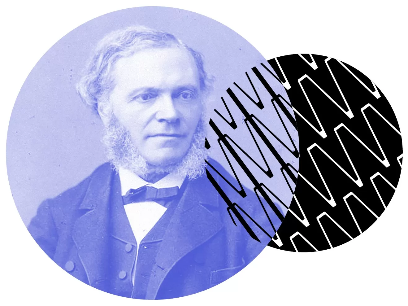 Porträt von César Franck im Design der Forschungskommunikation der HfMDK