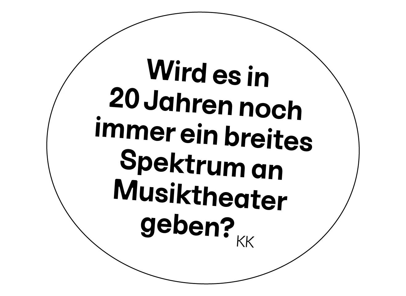 Sprechblase mit dem Text: Wird es in 20 Jahren noch immer ein breites Spektrum an Musiktheater geben?
