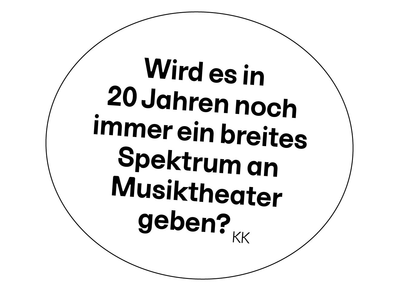 Sprechblase mit dem Text: Wird es in 20 Jahren noch immer ein breites Spektrum an Musiktheater geben?