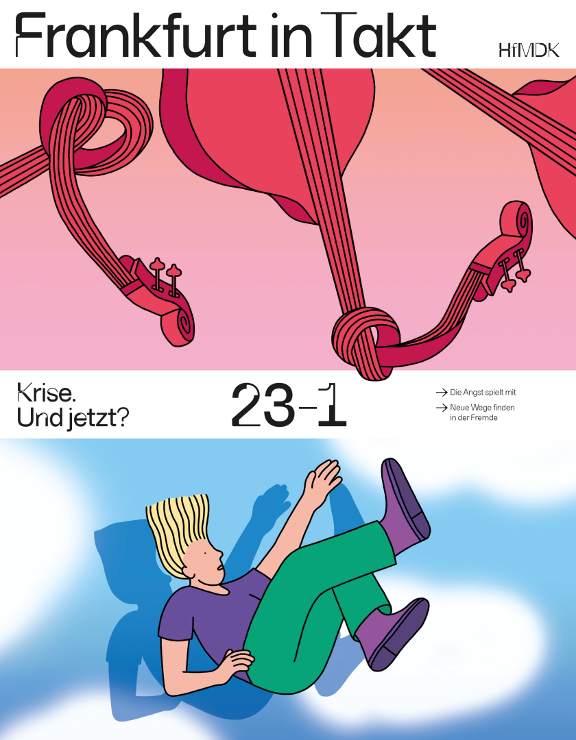 Titelbild des Magazins Frankfurt in Takt (Ausgabe 23-01) zum Thema: Krise. Und jetzt?