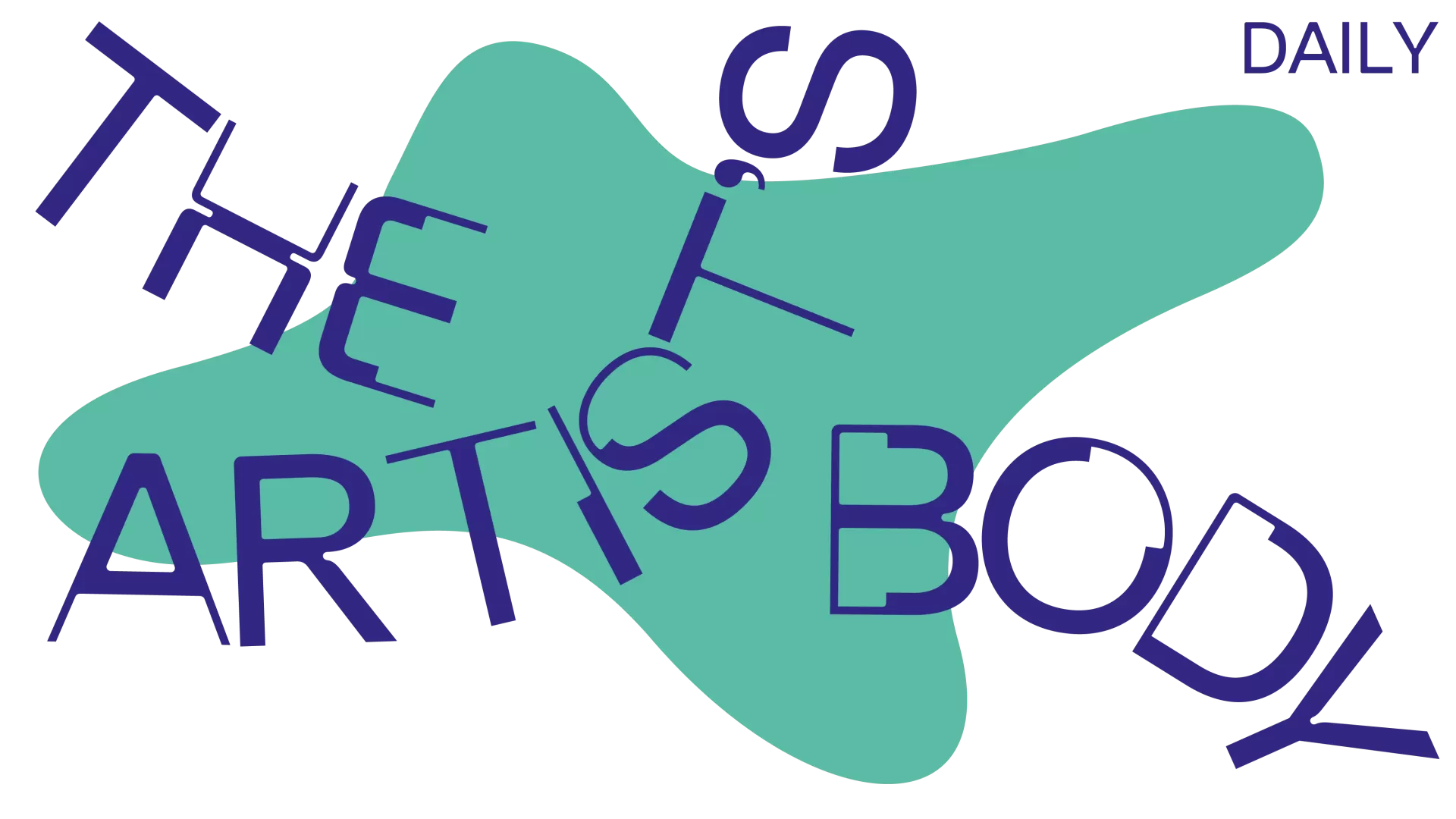 Amorphe Form in grün mit dem blauen Schriftzug THE ARTIST'S BODY daily