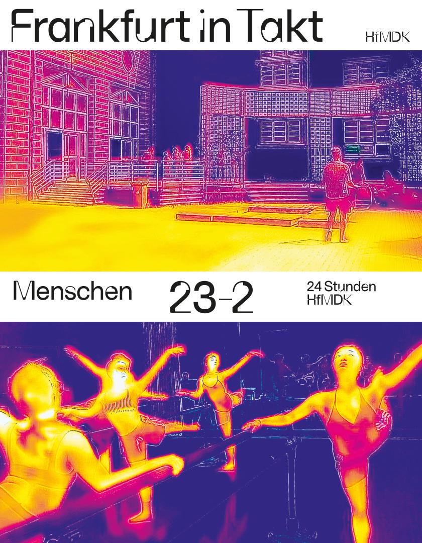Titelseite des Magazins Frankfurt in Takt mit zwei Thermografie-Bildern und dem Titel "Menschen. 24 Stunden HfMDK"
