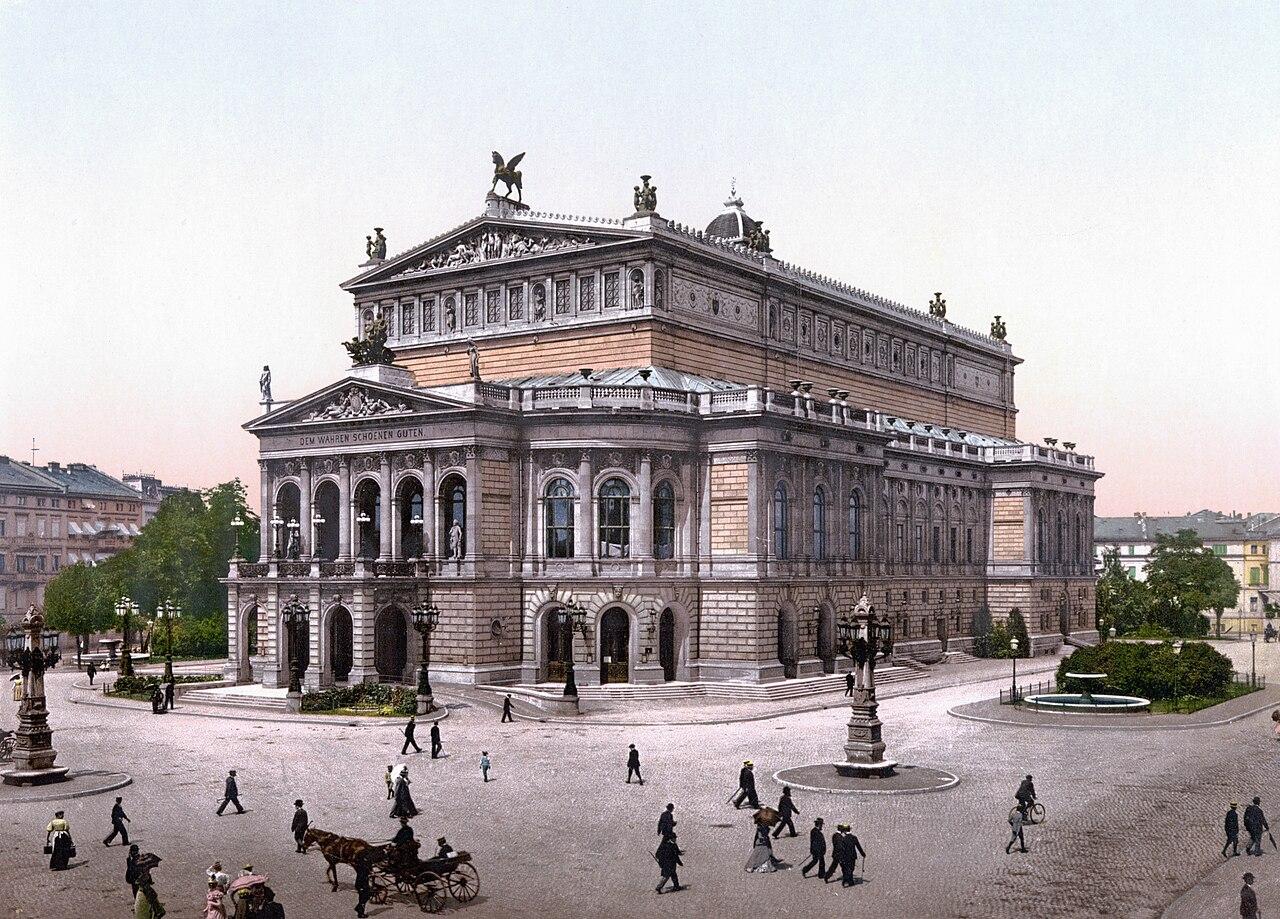 Das Frankfurter Opernhaus. Kolorierte Postkarte, um 1900