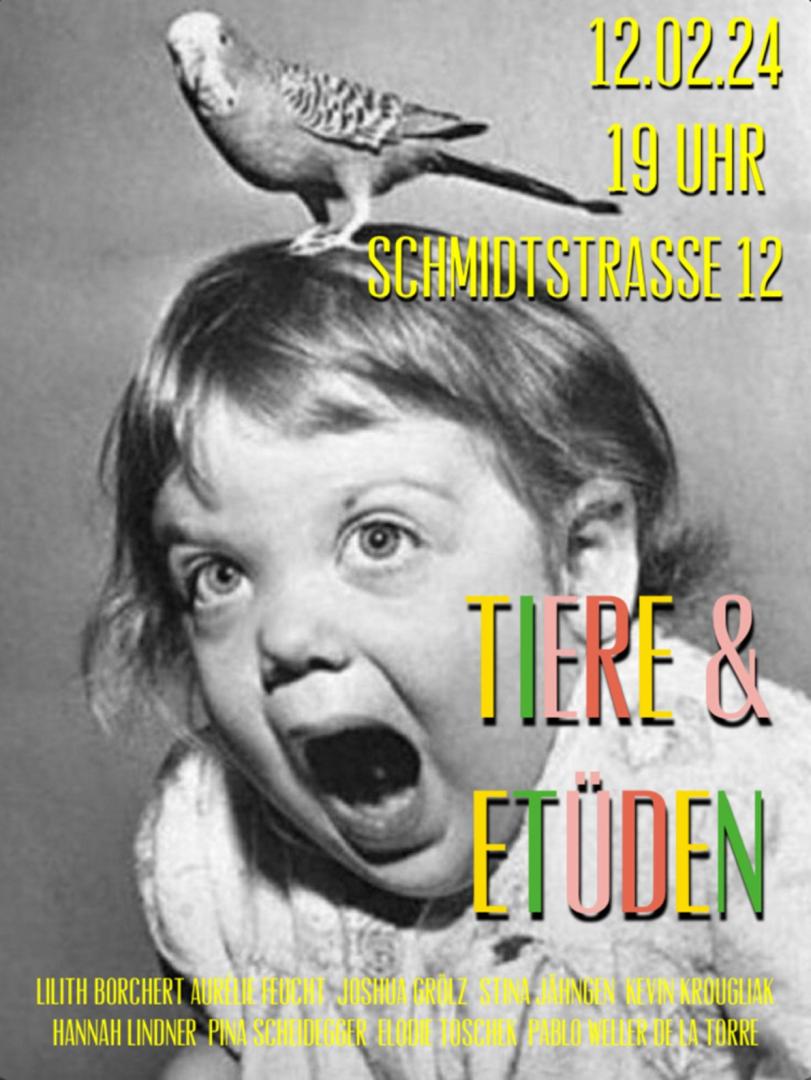 Plakatmotiv mit einem kleinen Mädchen, dem ein Wellensittich auf dem Kopf sitzt.