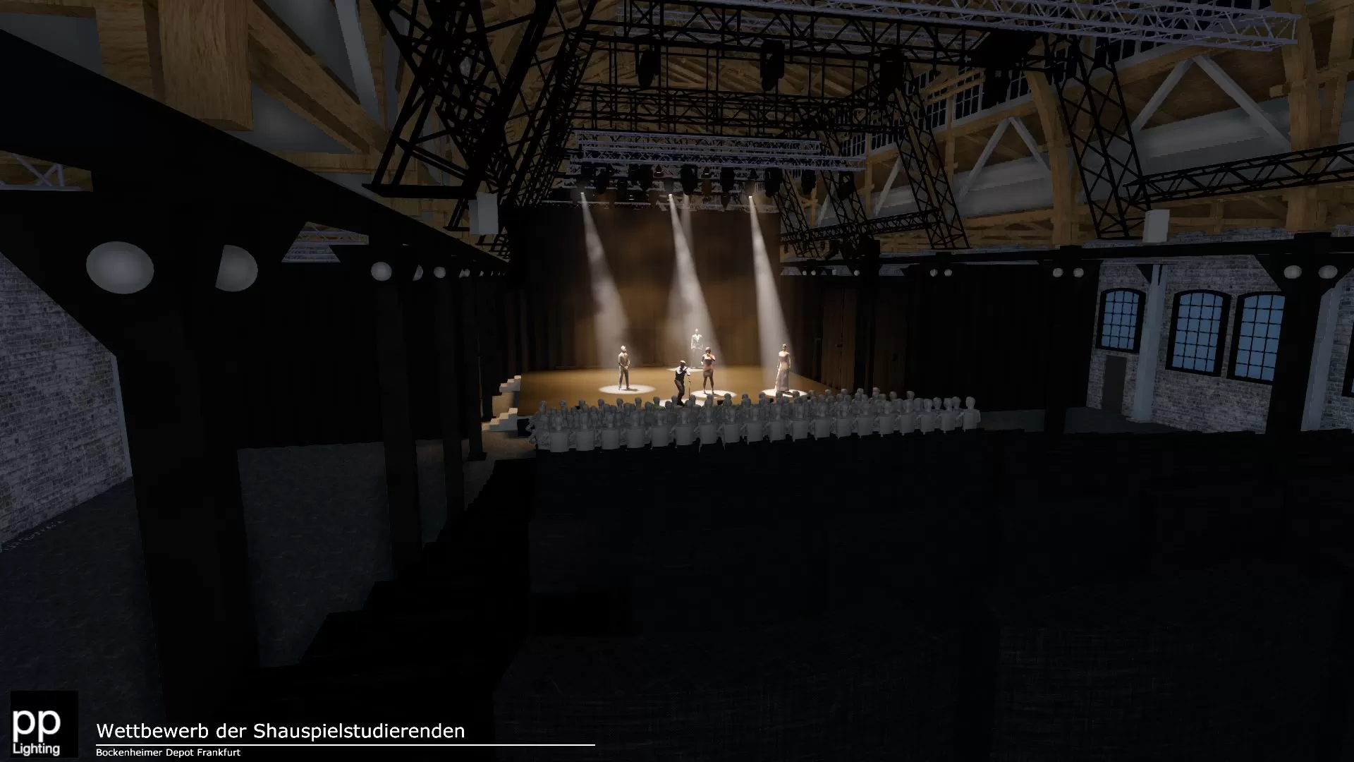 Blick aus Reihe 21 auf die Bühne des Bockenheimer Depots