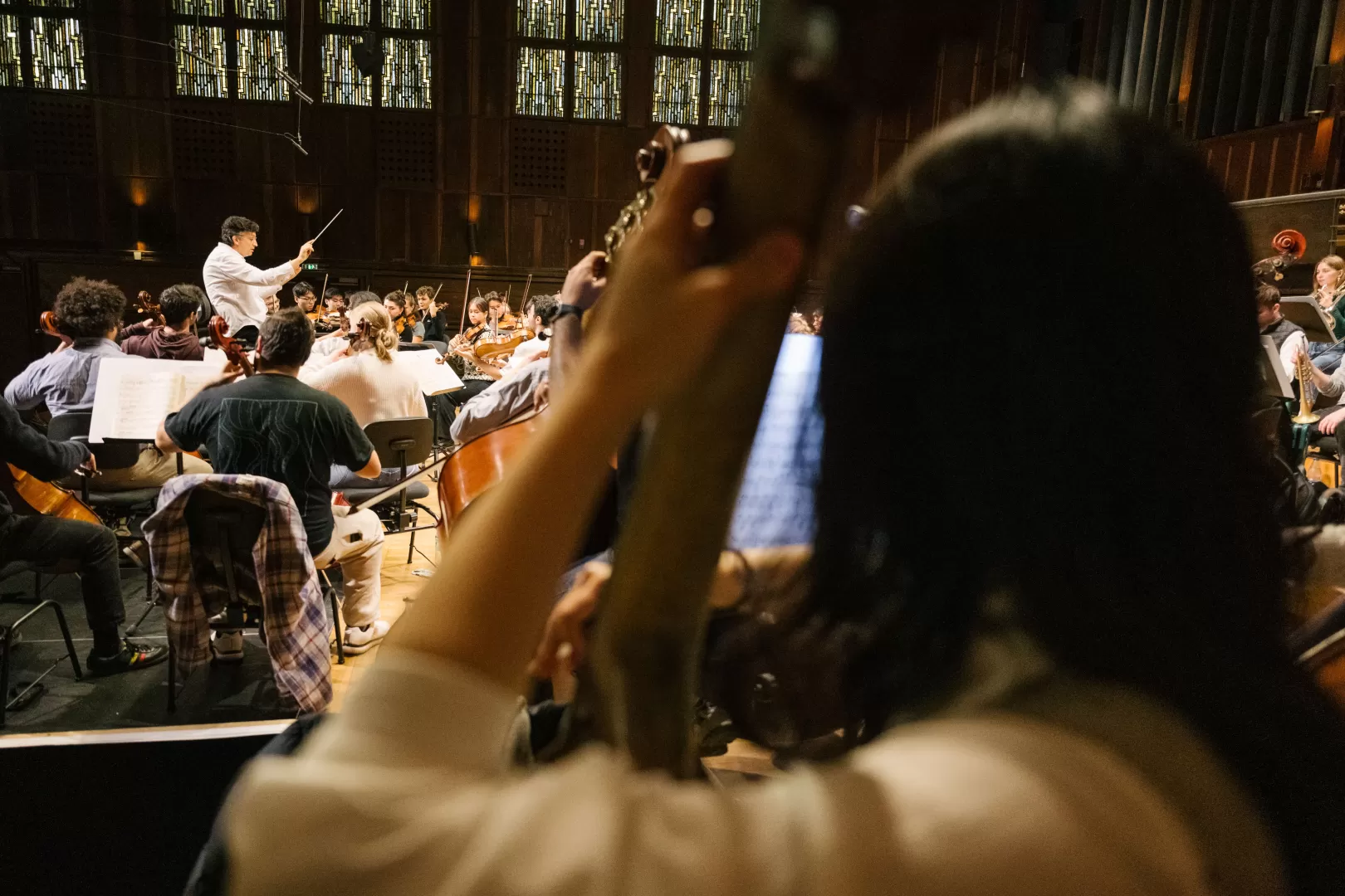 Blick in die Probe des HfMDK-Symphonieorchesters