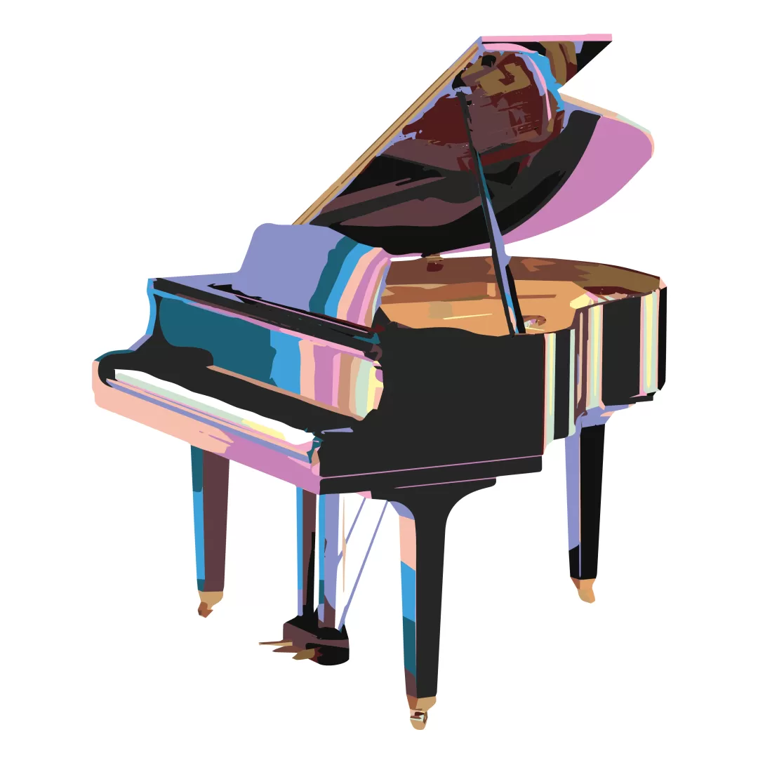 Illustration eines Flügels, bei dem die Lichtreflexe in bunten Farben erscheinen