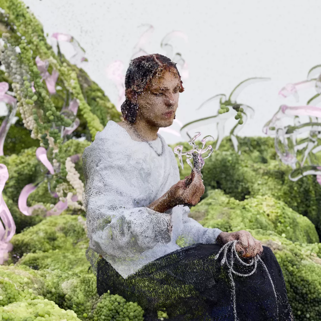 Jungre Mann auf Moos sitzend