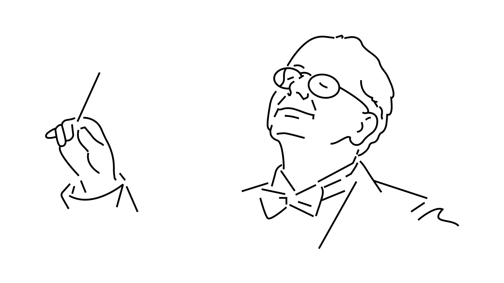 Illustration von Hans Zender beim Dirigieren