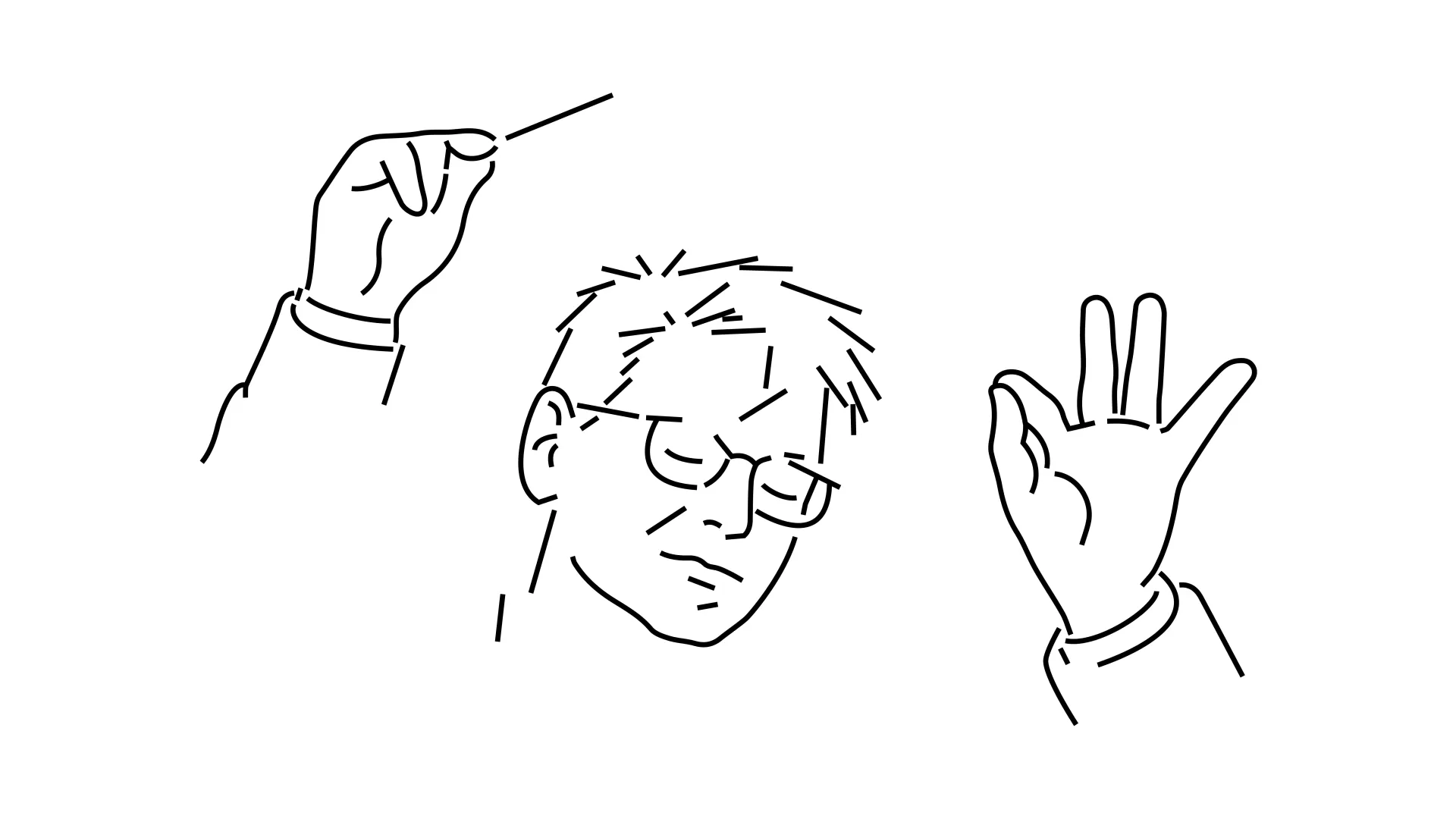 Illustration von Hans Zender beim Dirigieren
