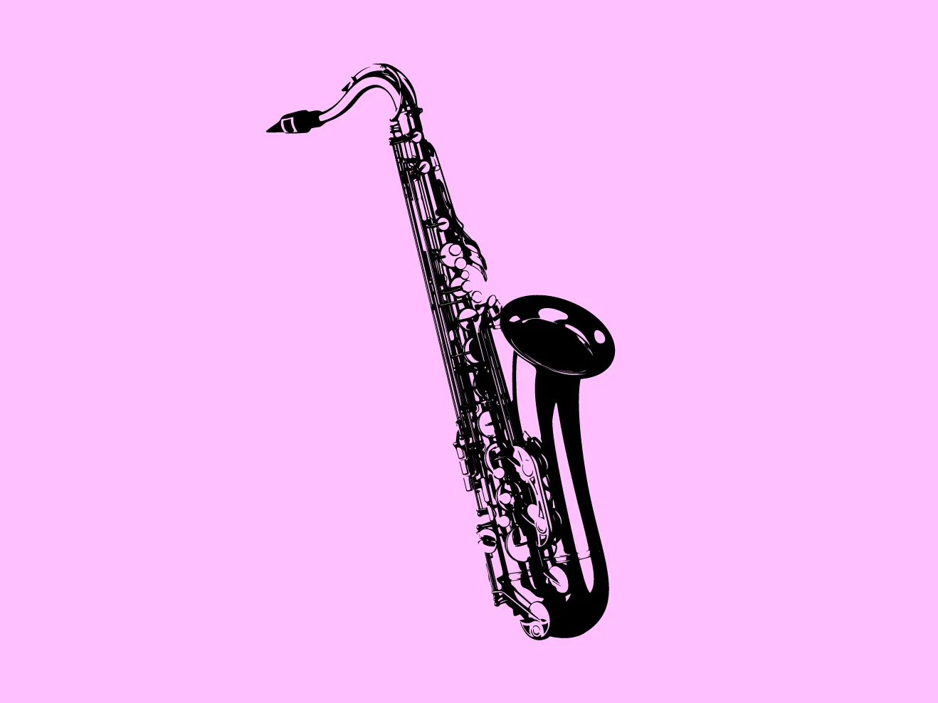 Schwarze Illustration eines Saxophons