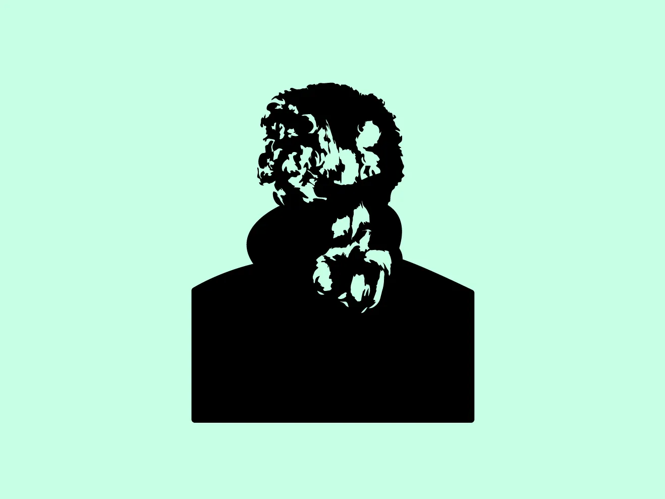 Schwarze Illustration einer barocken Frisur