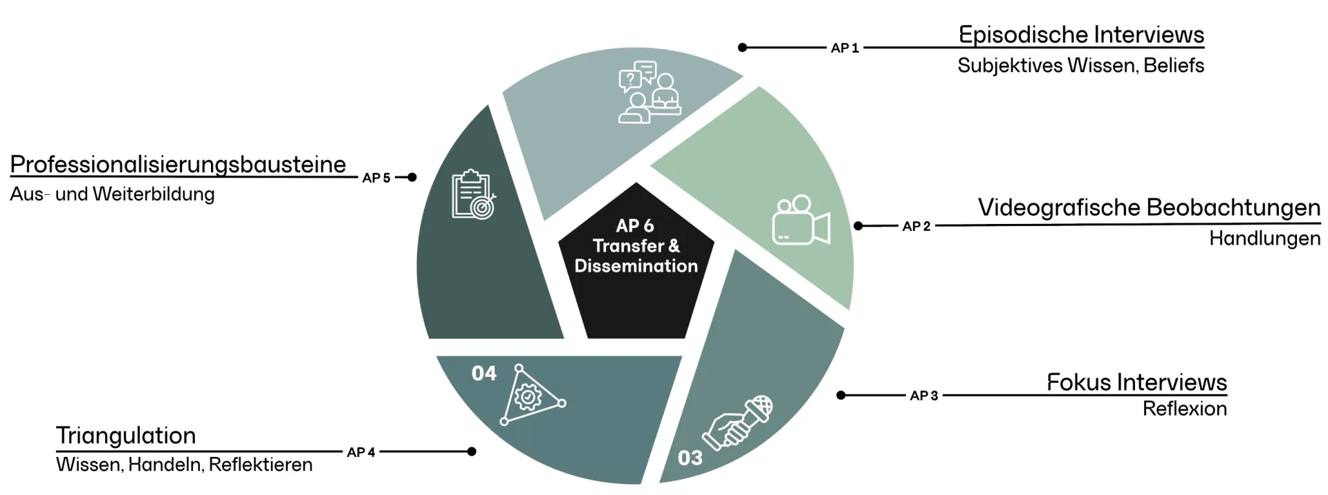Eine Grafik, die den Transferzirkel des Projekts schematisch darstellt.