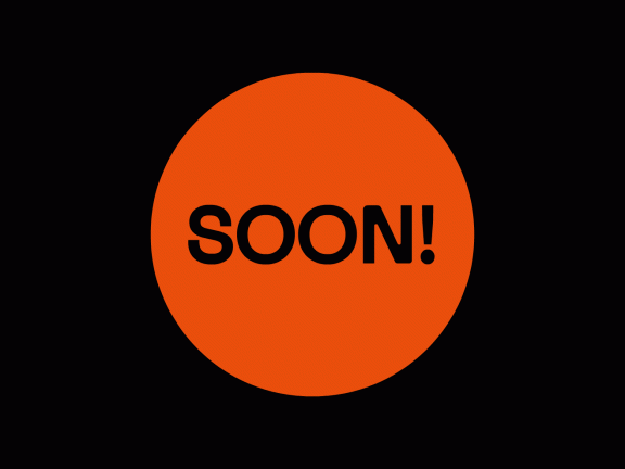 Animierte Grafik mit rotem Kreis auf schwarzem Grund, in dem wechselnd "Soon!" "Or now" steht.