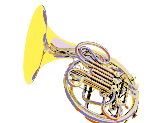Illustration eines Horns, bei dem die Lichtreflexe in bunten Farben erscheinen