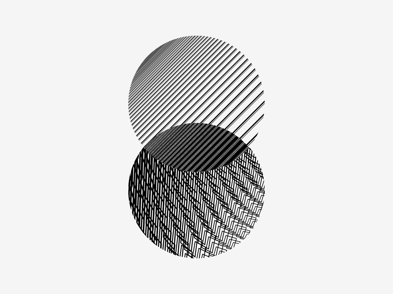 Illustration zum Tag der Forschung 2023: Ineinandergreifende gemusterte Kreise in schwarz/weiß