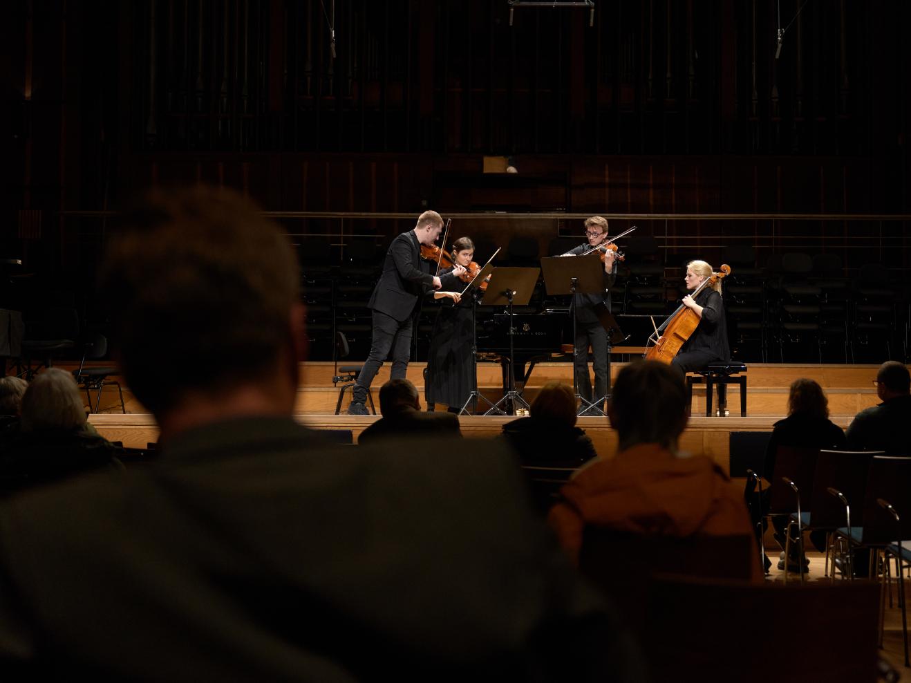 Zwei Duos und ein Quartett überzeugen beim Kammermusikpreis der Polytechnischen Gesellschaft e.V. Polytechnischer Wettbewerb 2023 - Quartett auf der Bühne
