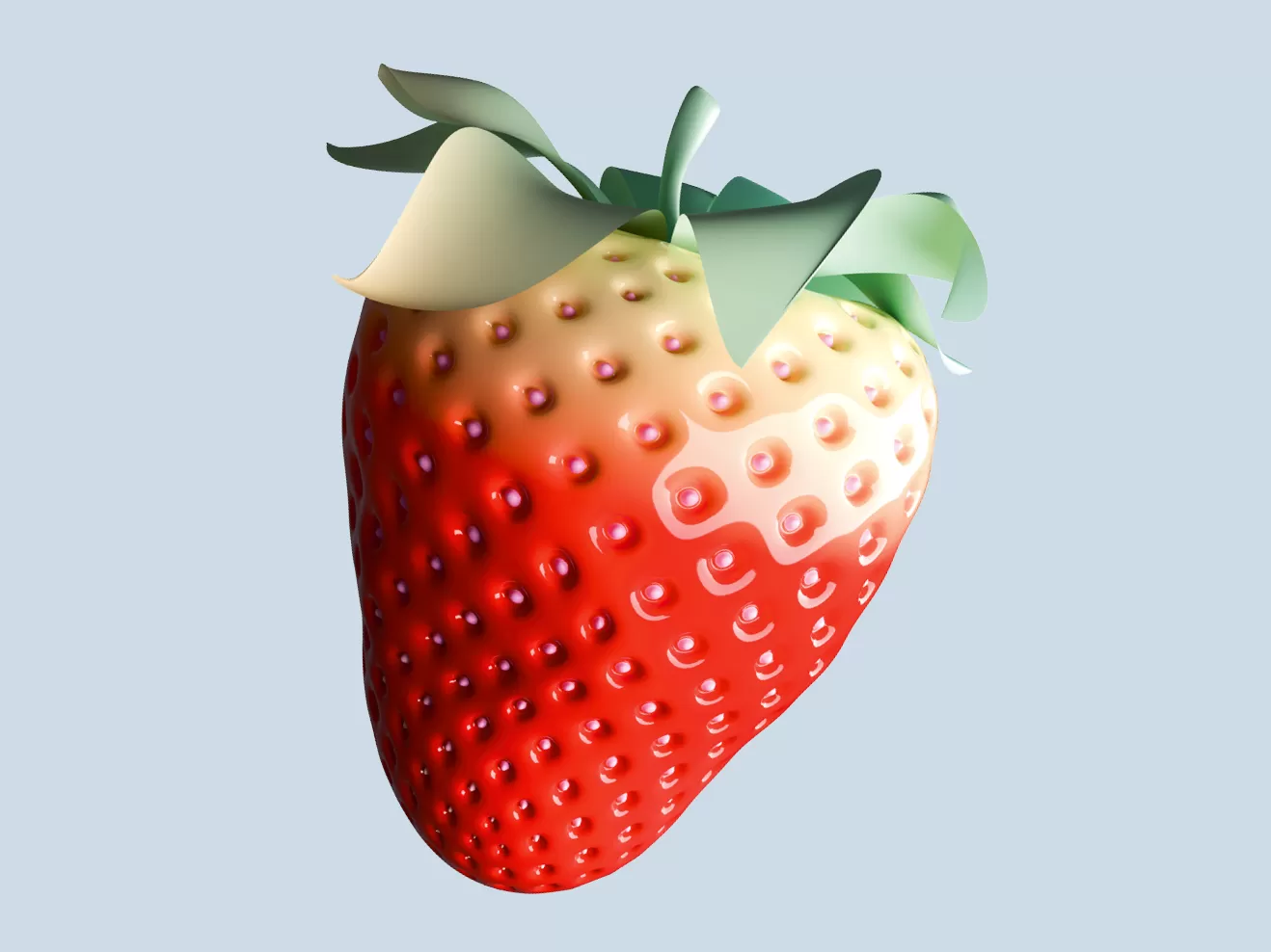 Illustration einer Erdbeere, die sehr künstlich wirkt.