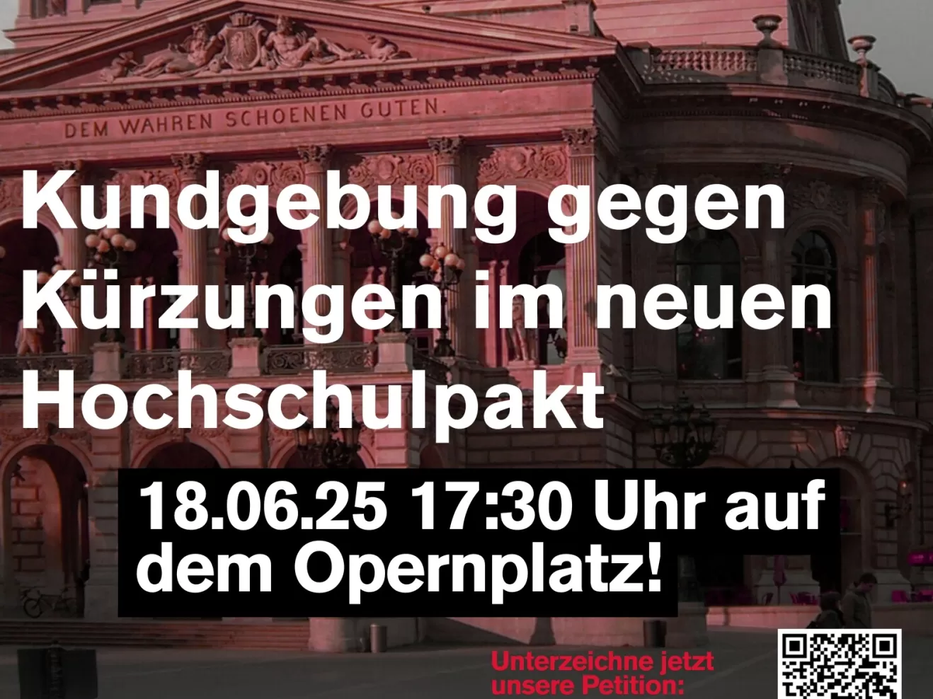 Ankündigung der Protestaktion der LandesAstenKonferenz am 18. Juni um 17.30 Uhr auf dem Opernplatz in Frankfurt