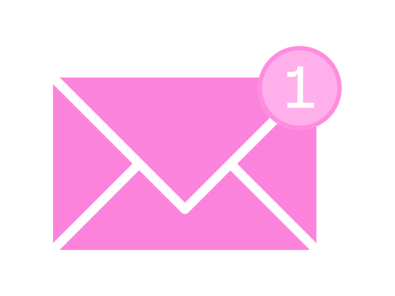 Ein pinkes E-Mail-Icon mit einer kleinen eins, die eine neue E-Mail symbolisiert