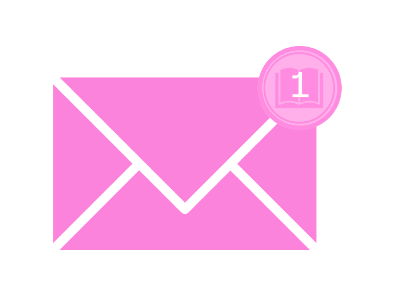 pinker Briefumschlag mit einer 1 daneben, die eine neue E-Mail symbolisiert
