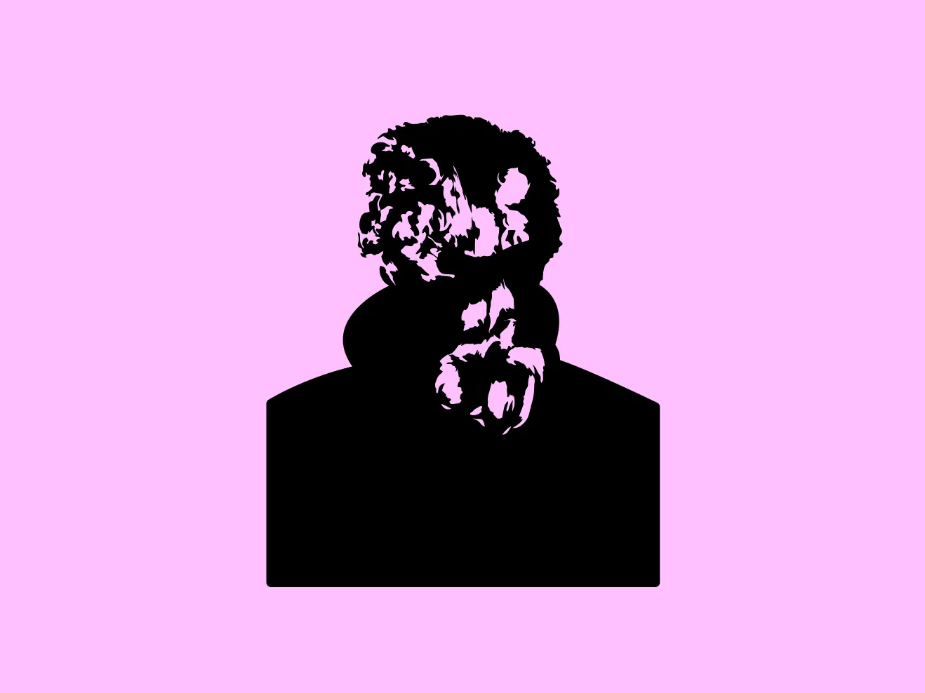 Schwarze Illustration einer barocken Frisur