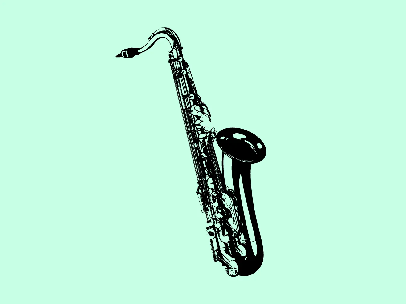 Schwarze Illustation eines Saxophons