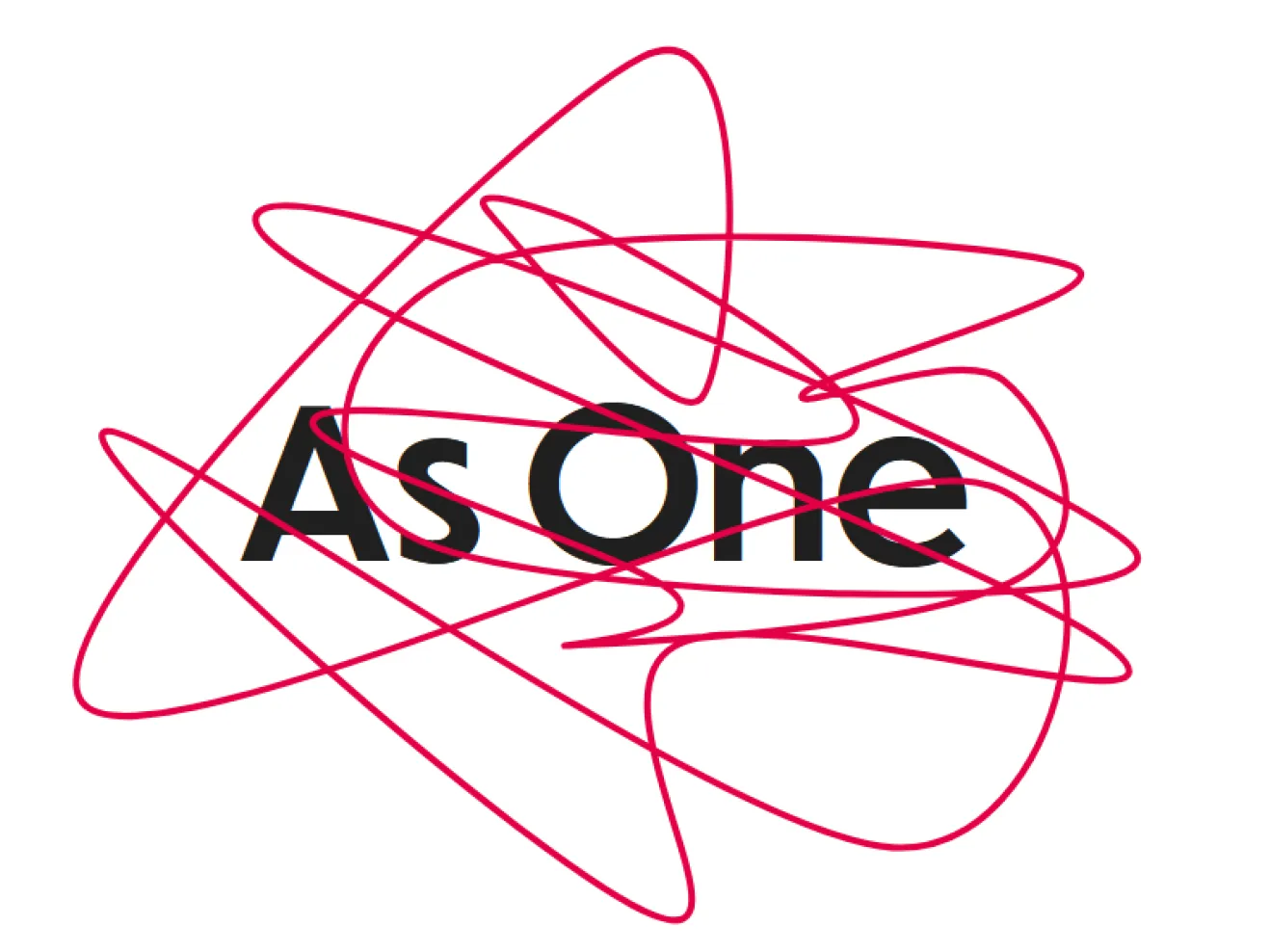 Schriftzug des Titels "As One" mit roten Linien im Vordergrund.